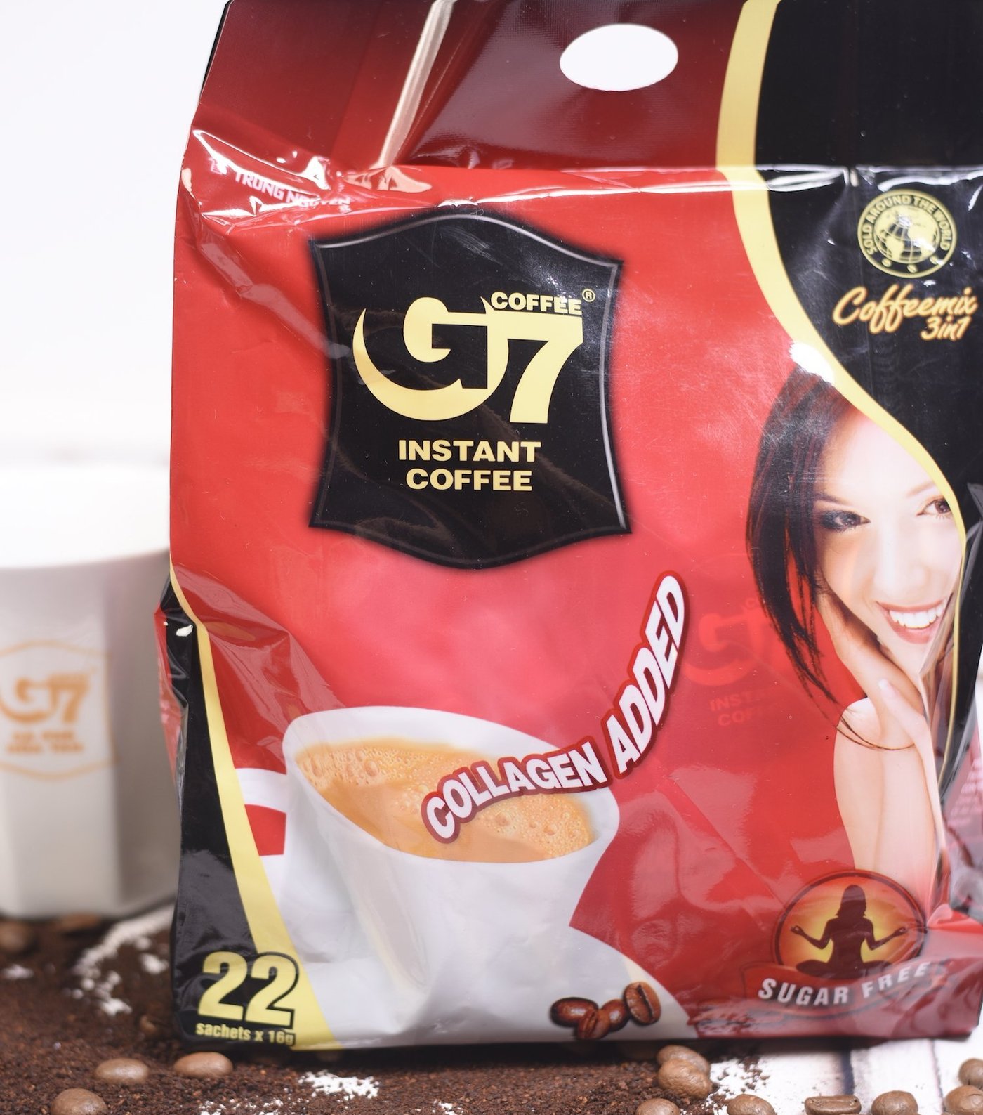 G7 Cafea Solubila 3 in 1 Sugar-Free Cu Colagen-23 plicuri - imagine 2
